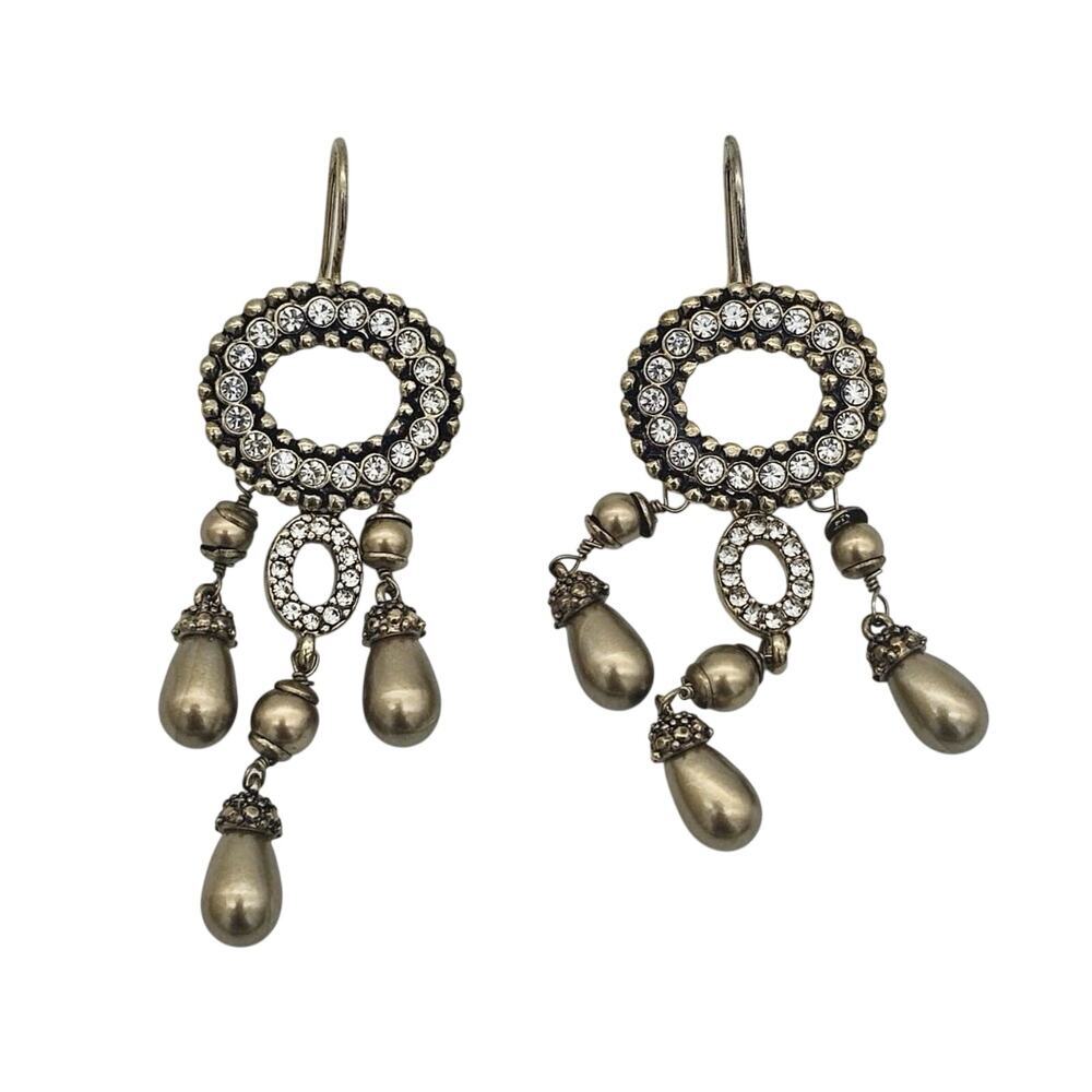 Monet Chandelier Dangle Gold Tone Pierced Earrings - Picture 2 of 6
